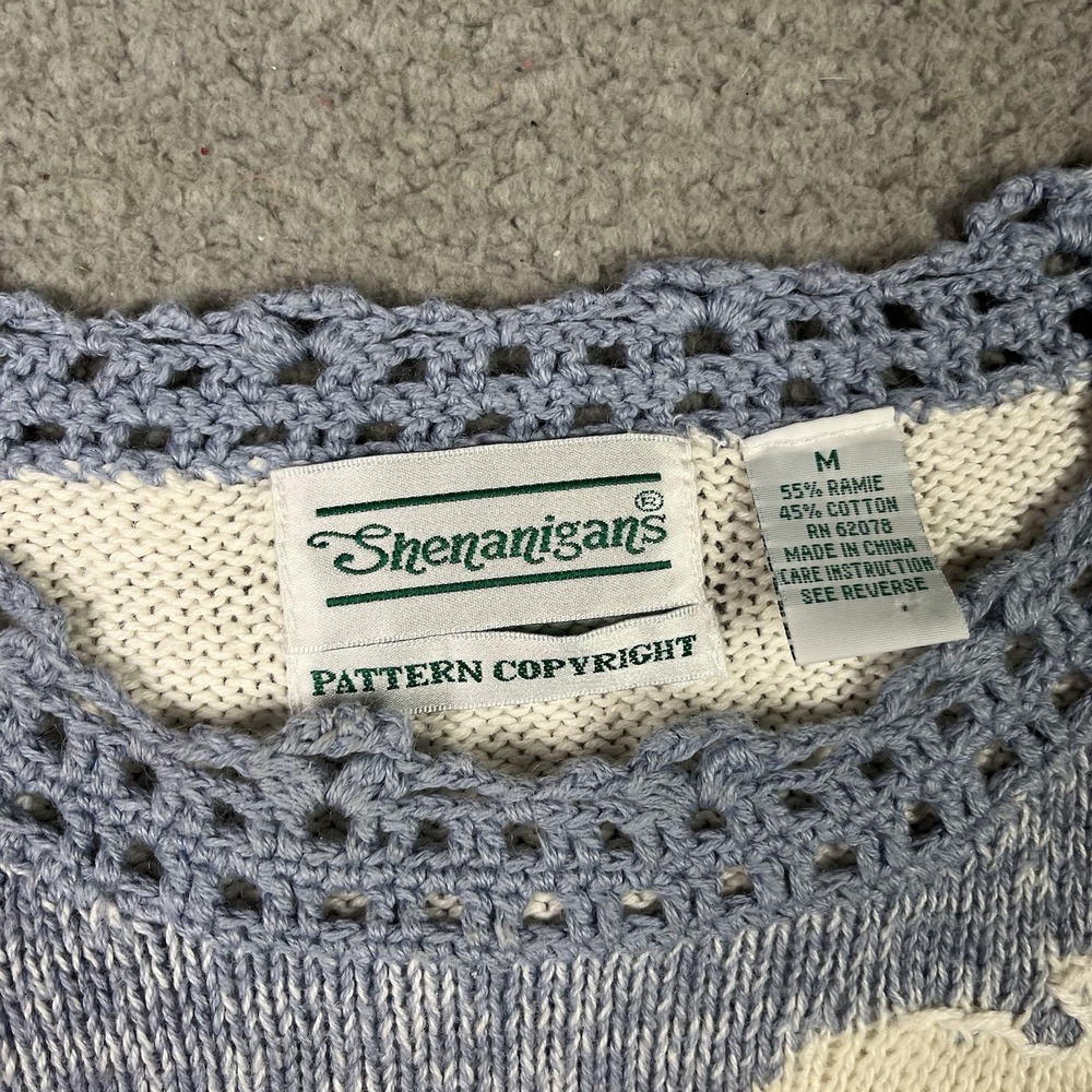 Vintage Shenanigans Sweater Hand Knit Cottage Cottagecore Granny House Medium - Picture 5 of 12